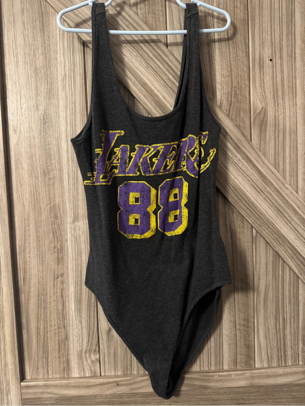 NBA Lakers Black Bodysuit with Purple and Yellow Logo